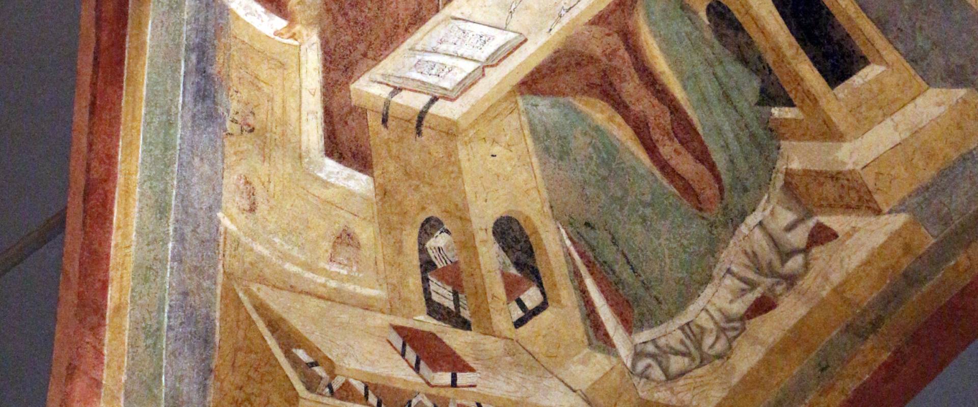 Pietro da rimini e bottega, affreschi dalla chiesa di s. chiara a ravenna, 1310-20 ca., volta con evangelisti e dottori, agostino foto di Sailko